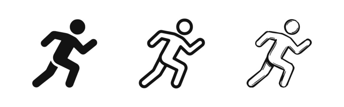 Running Man Icon Set Fitness Sports and Speed Symbol