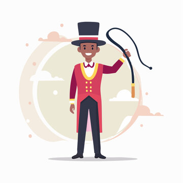 Circus Ringmaster with Top Hat and Whip