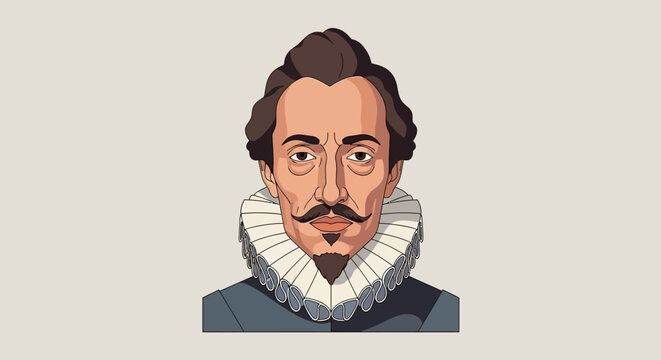 William Shakespeare Cartoon Portrait.