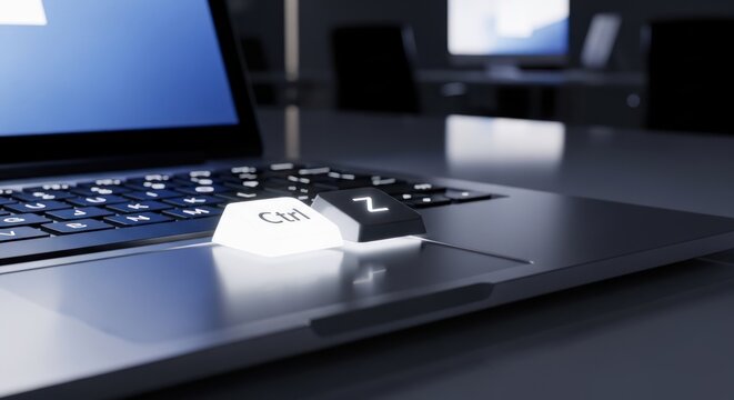 Close-up of a laptop keyboard with the Ctrl and Z keys highlighted.