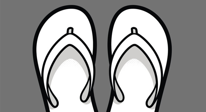Black Flip Flops Footwear Illustration.