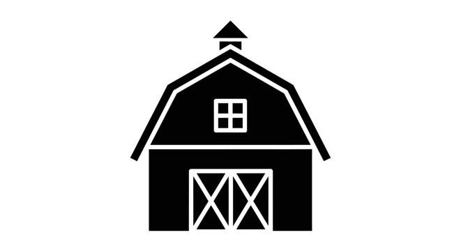 Black Barn Silhouette Icon.