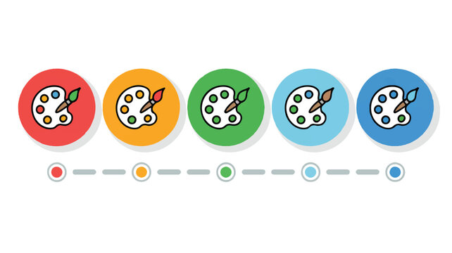 colorfulpaintpaletteicons with brushes and colorpicker