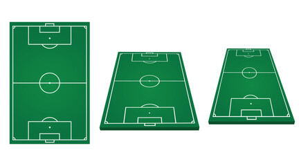 Soccer Field Vector Set with Top View and 3D Perspective Angles © Jabeda