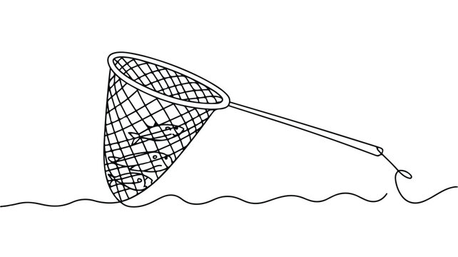 Fishing net with fish in water  fishing tool for catching fish