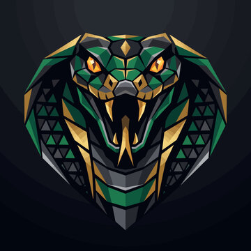 Geometric Cobra Head Vector Illustration &ndash; Modern Polygon Snake Predator Avatar Design