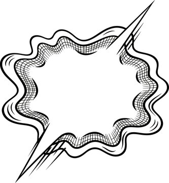Wavy Comic Speech Bubble with Action Motion Strokes and Double Outline Detail