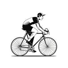 Fototapeta premium Cyclist riding vintage bicycle vector illustration