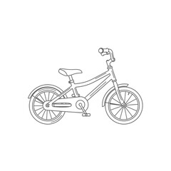 Fototapeta premium Kids' bicycle line art illustration on white background