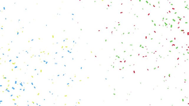 Colorful Particles Confetti Explosion Effect Animation emerging diagonally from both the left and right corners onto a white background