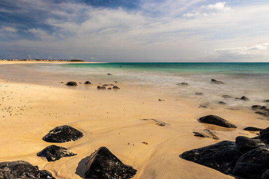 The beautiful black beach of Ponta Preta is one of Sal Island&rsquo;s most famous beaches with its dark volcanic rocks and dunes and turquoise waters it is situated west of Santa Maria on the island&rsquo;s south