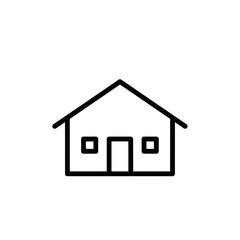 Fototapeta premium Simple House Icon, Minimalist Home Symbol, Outline Building Graphic