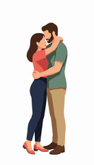 Fototapeta premium Couple Embracing in Affectionate Romantic Pose, Flat Vector Illustration