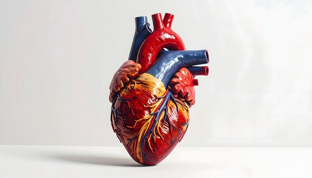 Realistic Anatomical Human Heart Model on Light Background