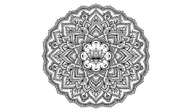 Black Ethnic Mandala Vector Design for Adult Coloring Book and Anti Stress Art