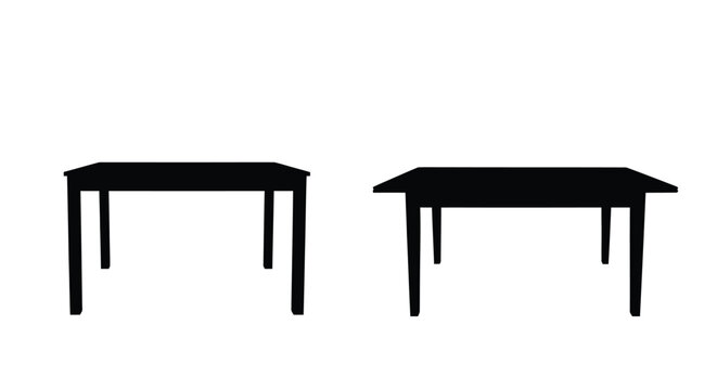 Two small tables black silhouette on a white background