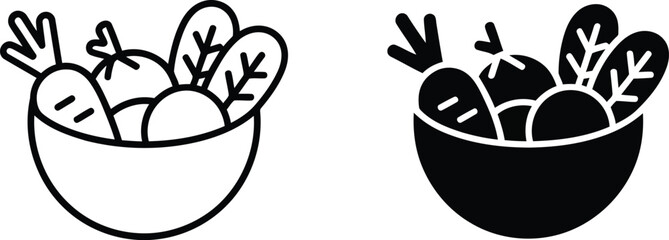 Bowl of fresh vegetables icon vector illustration, vegetables icon set © Rahat Hossain
