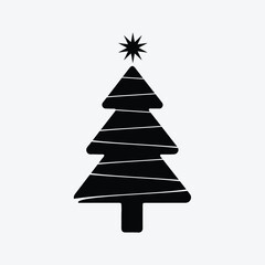 Fototapeta premium Christmas Tree Silhouette Vector Festive Holiday Tree Isolated Icon