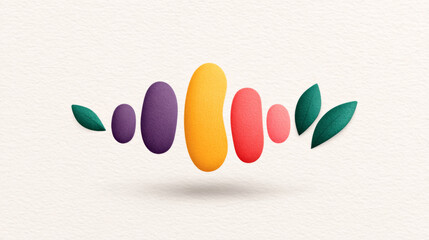 Fototapeta premium Colorful abstract shapes with leaves on light background