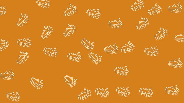 Repeat pattern of white paisley shapes on an orange background suitable for textile prints, wallpapers, stationery designs, and home decor.