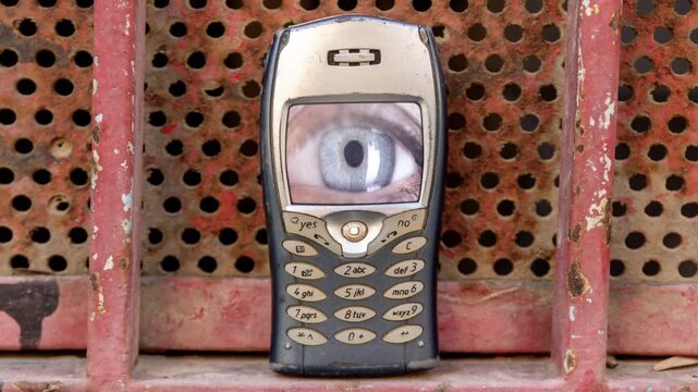 mobile telephone stop motion in urban settings with eyes on screen