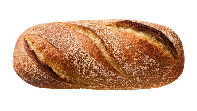 Rustic golden brown loaf bread with textured crust and crumb
