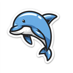 Naklejka premium Cute cartoon dolphin with blue and white details