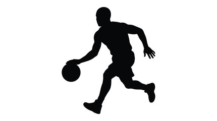 Obraz premium basketball player dribbling with ball in dynamic pose black silhouette high quality professional