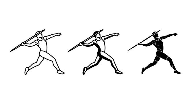 Javelin thrower, athletic sport, olympic games, track and field, throwing spear vector