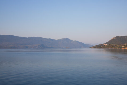Aegean sea in Greece between the mainland port of Glyfa and the northern Evian port of Agiokambos