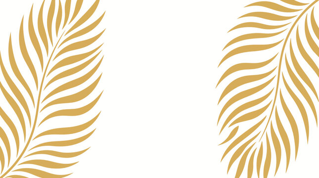 Two elegant golden palm leaves on a white background, perfect for luxury branding and nature-inspired design elements