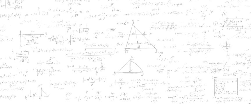 Hand drawn mathematical formulas and geometric diagrams on a white background mathematics equation geometry