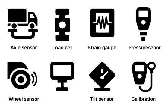 Sensor icons with gauge meter truck minimal