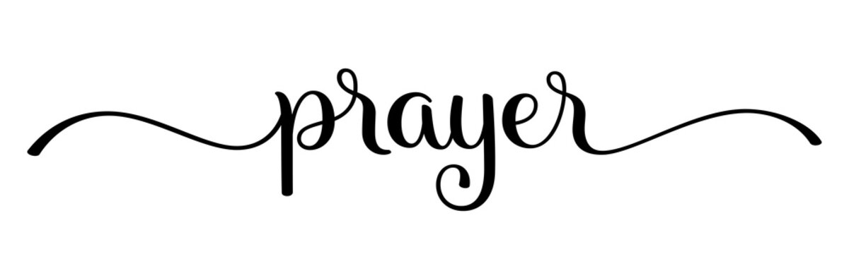 PRAYER black brush lettering banner on transparent background