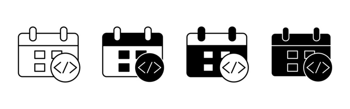 Calendar and Code Symbols for Programming Schedule and Development Event Planning