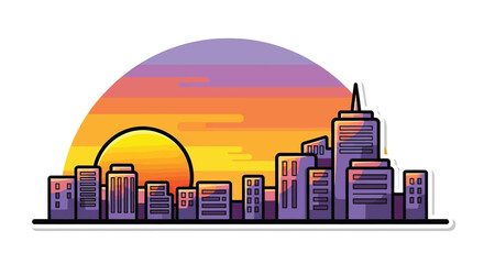 Obraz premium City Skyline at Sunset Silhouette.