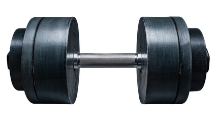 Obraz premium Black rubber coated barbell dumbbell with steel handle