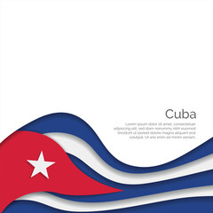Obraz premium Flag of Cuba. Paper Cut Style and Waving Design with Modern Presentation Layout.