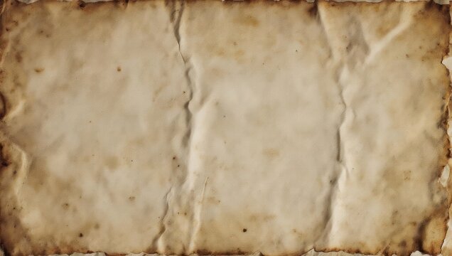 Aged Parchment Paper Texture with Creases and Burned Edges.