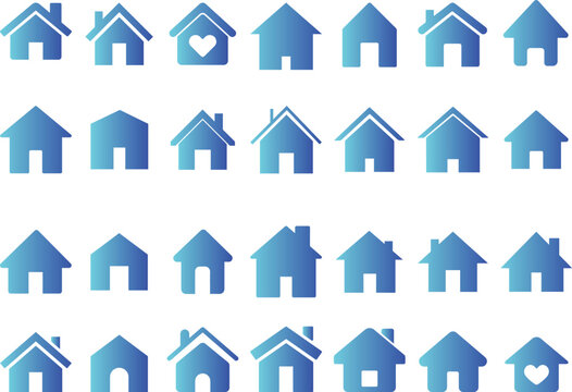 Collection home icon.Set of black houses symbols.Home flat icon set vector illustration.Web home icon for apps and websites,
