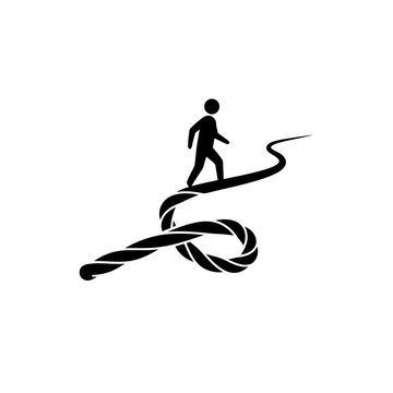 Stick Figure Walking on a Twisted Rope Path