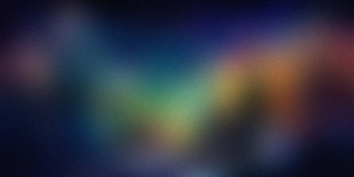Dark moody background with multi colored glowing nebular clouds and grainy texture overlay for immersive creative artwork.