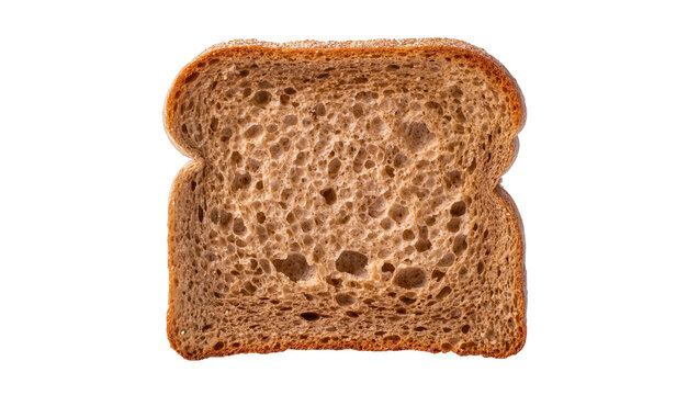 Brown grainy whole wheat bread slice with irregular crust