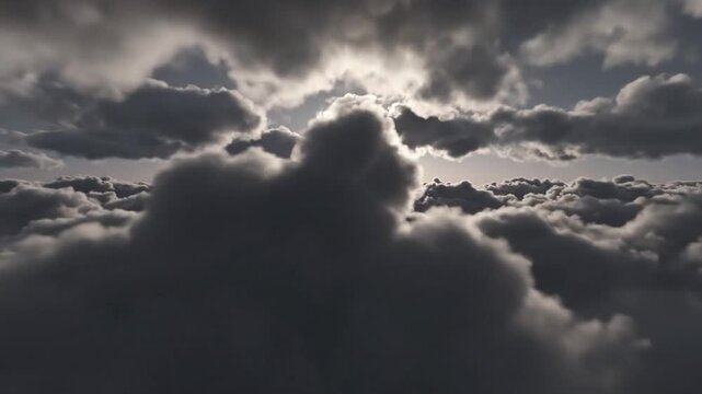 Sunlight Peeking Through Dramatic Dark Clouds