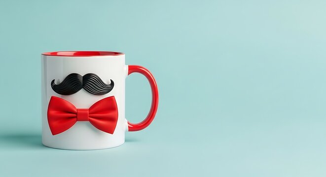 Fathers day gift ideas funny moustache bowtie mug for dad