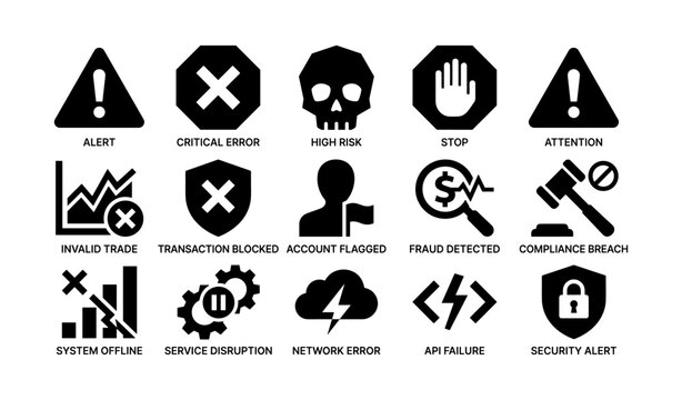 Alert and system error icons displayed with labels on white background