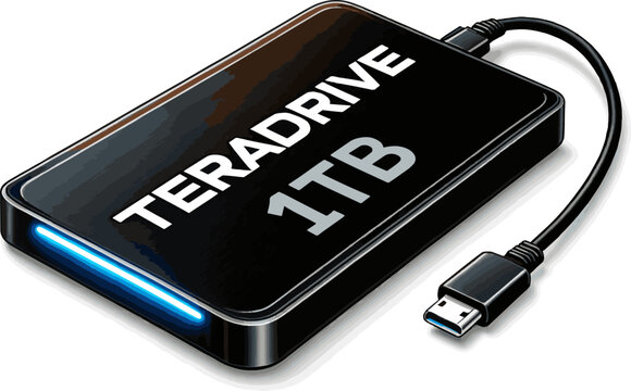 Create a realistic External Data Storage vector art with white background.