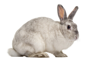 Gray spotted rabbit sitting with upright ears and whiskers © Michal