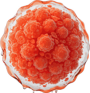 Create a realistic Orange stem cells, Orange bubble with cells inside for body care and shampoo cream, lotion concept. 3D illustration. Vector art with white background..