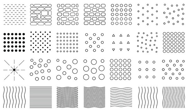 Clean set of hand-drawn geometric patterns and textures offering versatile design elements for creative projects in bright lighting.